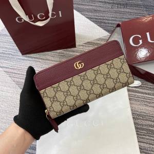 Gucci專櫃拼接全拉鏈錢包零錢包 古馳Marmont系列拼色女士長款錢包 456117  gc1157