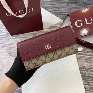 Gucci專櫃拼色長款錢包 古馳拼接翻蓋女士錢夾零錢鑰匙包 456116  gc1158