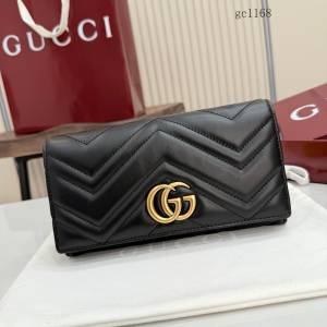 Gucci專櫃絎縫V型翻蓋女士錢夾零錢包 古馳Marmont系列長款全皮錢包 443436  gc1168