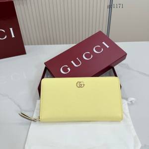 Gucci專櫃拉鏈女士錢夾零錢包 古馳Marmont系列長款全皮錢包 456117  gc1171