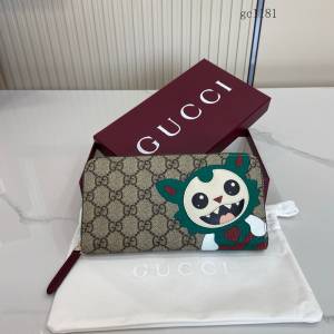 Gucci專櫃2026新款卡通男女錢包 古馳Besties系列長款拉鏈零錢包 855377  gc1181