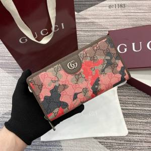Gucci專櫃2026新款男女大理石紋錢包 古馳迷彩系列拉鏈零錢包 834694  gc1183