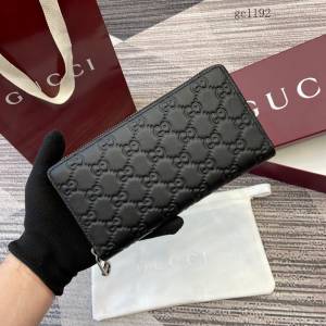 Gucci專櫃雙G印花全皮拉鏈零錢包 古馳Emblem系列女士長款錢包 860868  gc1192
