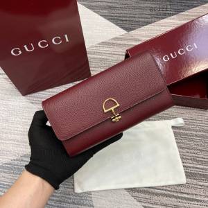 Gucci專櫃大號半馬銜扣長款錢包 古馳Softbit系列女士全皮翻蓋長款錢夾 828147  gc1211