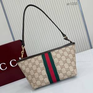 Gucci專櫃雙G印花織帶帆布單肩手拿包 古馳Generation系列女士經典腋下包 876055  gc1255