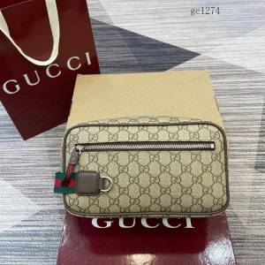 Gucci專櫃2026新款雙G老花肩背斜挎包 古馳中號洗漱包 856041  gc1274