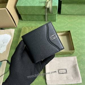 gucci專櫃新款原廠皮男士錢包 古馳互扣式雙G兩折短夾 jcp1604