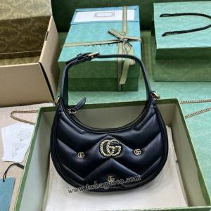 gucci專櫃2024新款原廠皮肩背腋下包 古馳Marmont半月造型迷你手袋 jcp1771