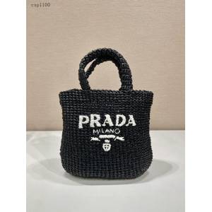 Prada專櫃新款小號纖維托特包 1BG422 普拉達拉菲草編制手袋女款手提包 csp1110